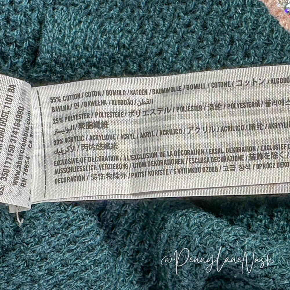 Hollister Cold Shoulder Waffle Knit Sweater Teal - Picture 4 of 6